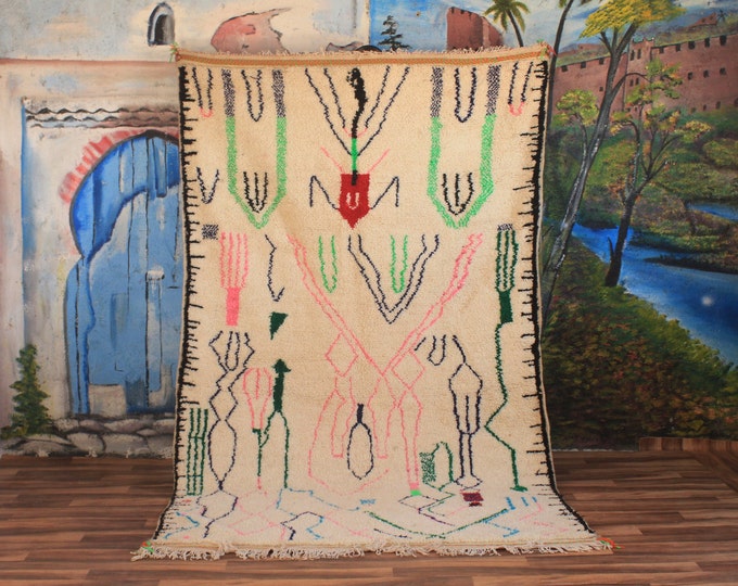 Colorful Moroccan Rug, Custom Fabulous Boujad Rug, Abstract Multicolored Carpet, Handmade Moroccan Rug, Bohemian rug
