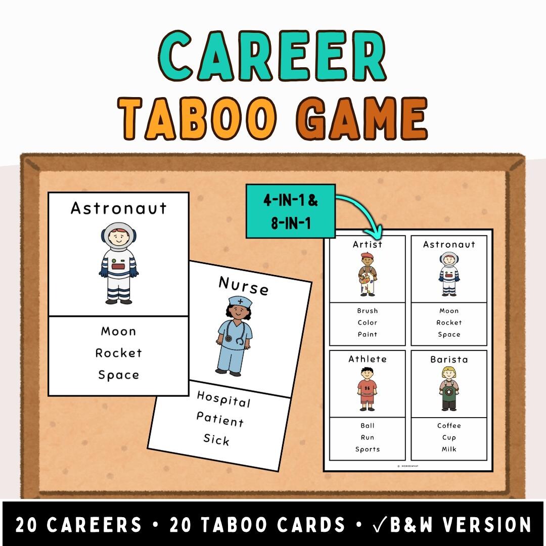 Career Taboo Game | Community Helpers | Career Flashcards - Etsy