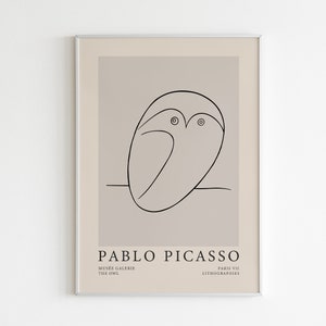 Pablo Picasso Print, Picasso Print, Picasso The Owl Poster, The Owl Print, Picasso Print, Canvas Poster, Digital Download, Printable Mid-Centur Art