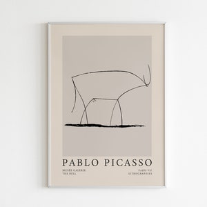 Pablo Picasso Print, Picasso Print,Picasso The Bull Figure Poster,Bull Print,Picasso Print,Canvas Poster,Digital Download,Printable Bull Art
