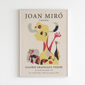 Miro Exhibition Poster, Printable Wall Art Print, Miro Lithograph Painting, Museum Poster, Colorful Drawing, Trendy Wall Art, Woman and Dog