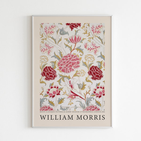 William Morris Poster, Vintage Leaf Poster, Botanical, Mid-Century Artist, Digital Download, Flower Printable Art, Flower Print,