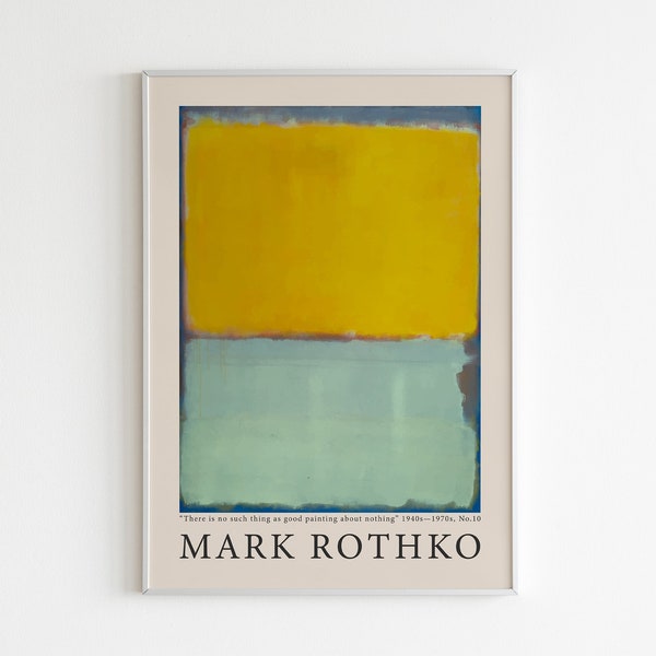 Mark Rothko poster, Mark Rothko print, exhibition poster, Midcentury Poster, Green-Yellow Poster