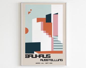 Bauhaus Poster, Bauhaus Print Exhibition Poster, Bauhaus Austellung Weimar, Vintage Exhibition Poster, Retro Home Decor, Geometric Wall Art