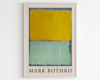 Mark Rothko poster, Mark Rothko print, exhibition poster, Midcentury Poster, Green-Yellow Poster