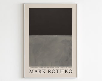 Mark Rothko poster, Mark Rothko print, exhibition poster, Midcentury Poster, Black-Gray Poster