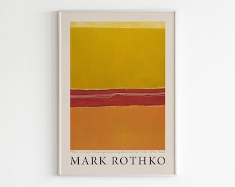 Mark Rothko poster, Mark Rothko print, Exhibition poster, Midcentury Poster, Red-Yellow Poster, Retro Wall Art