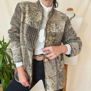 Vintage Indiaas fluwelen jasje jaren 70, etnische patchwork jas Afghaans geborduurd kunstzinnig brokaat