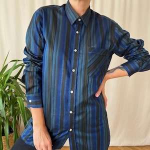 Vintage business shirt 70s men's L, dagger collar office button up oxford boyfriend top