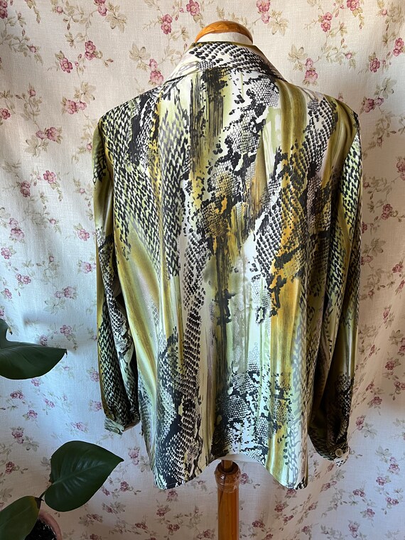 snake print button down
