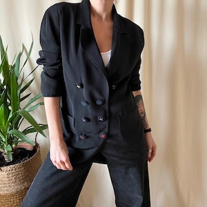 Vintage funky blazer XL 90s, clown retro glam frac star button party coat