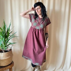 tartan pinafore dress ladies Merry Plaid Midi Pinafore Dress (Red)