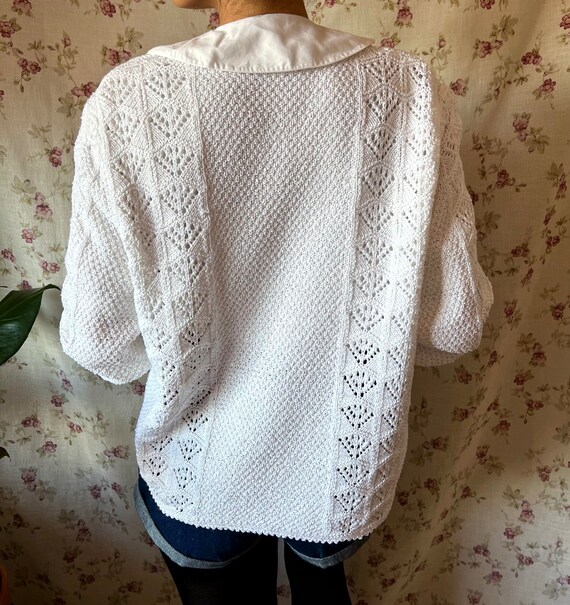 Vintage coquette cardigan crochet cable knit femi… - image 4