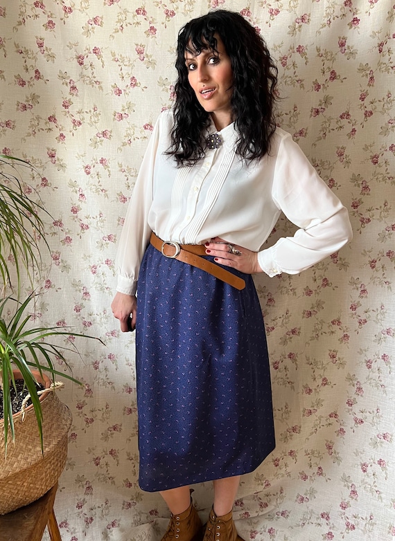Vintage 70s folk lavender skirt ditsy cottagecore… - image 4