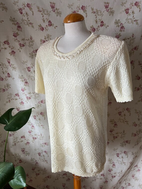 Vintage 50s style glam top embroidered evening co… - image 7