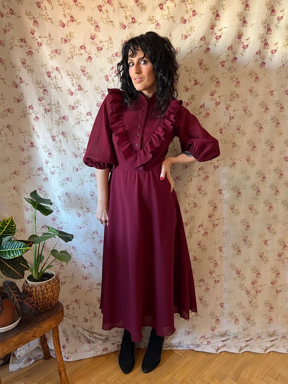 Vintage 60s 40s burgundy Victorian dress burgundy 