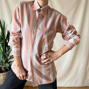 Vintage dagger collar shirt mens M 70s, lavender office button up business oxford top
