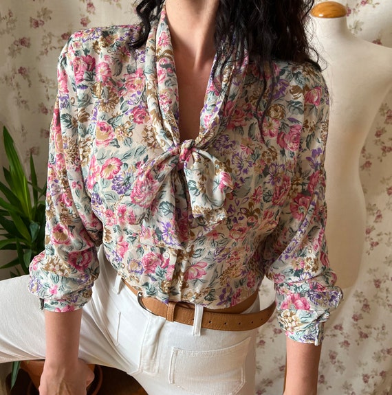 Vintage coquette shirt secretary feminine pastel … - image 2