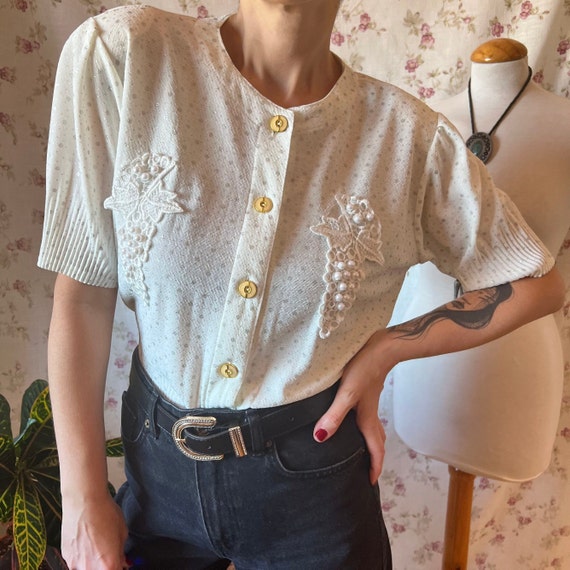 The Coquette Embroidered Blouse Hand Dyed