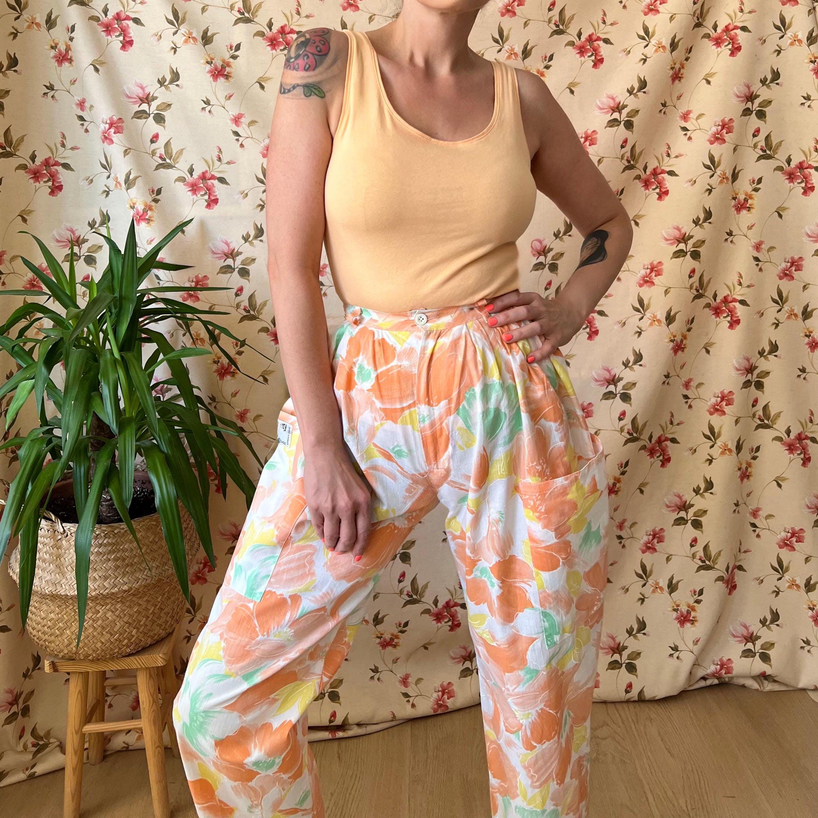 パンツ 80s dead stock flower pattern pants Vintage 1980's Levis Juniors Floral Print Pants, Deadstock