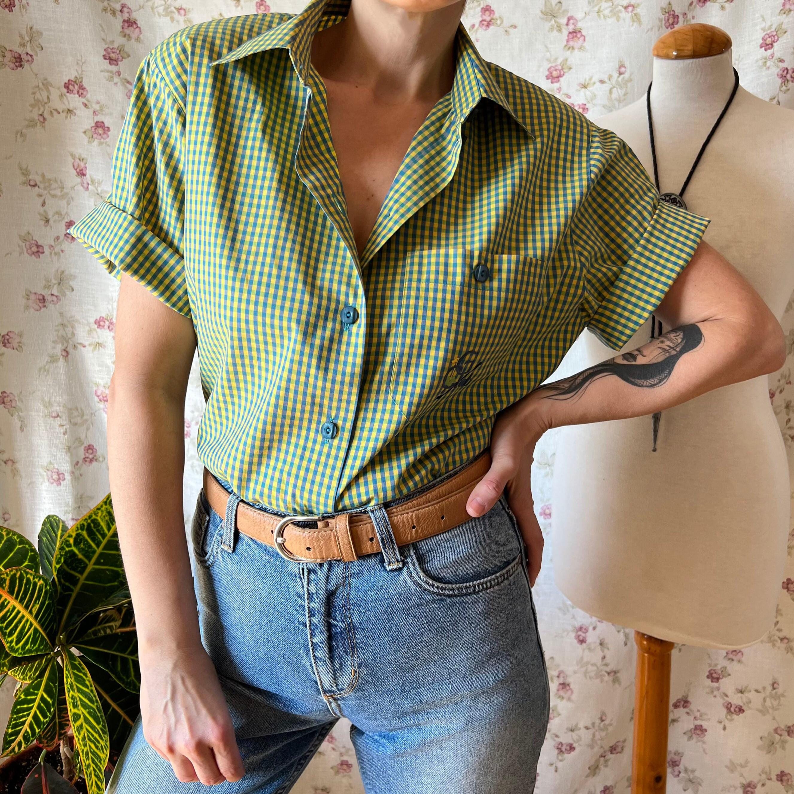 トップス necessary or unnecessary 50s s/s shirts Vintage Rockabilly Shirt 50s 90s XL 2XL, Tomboy Button up
