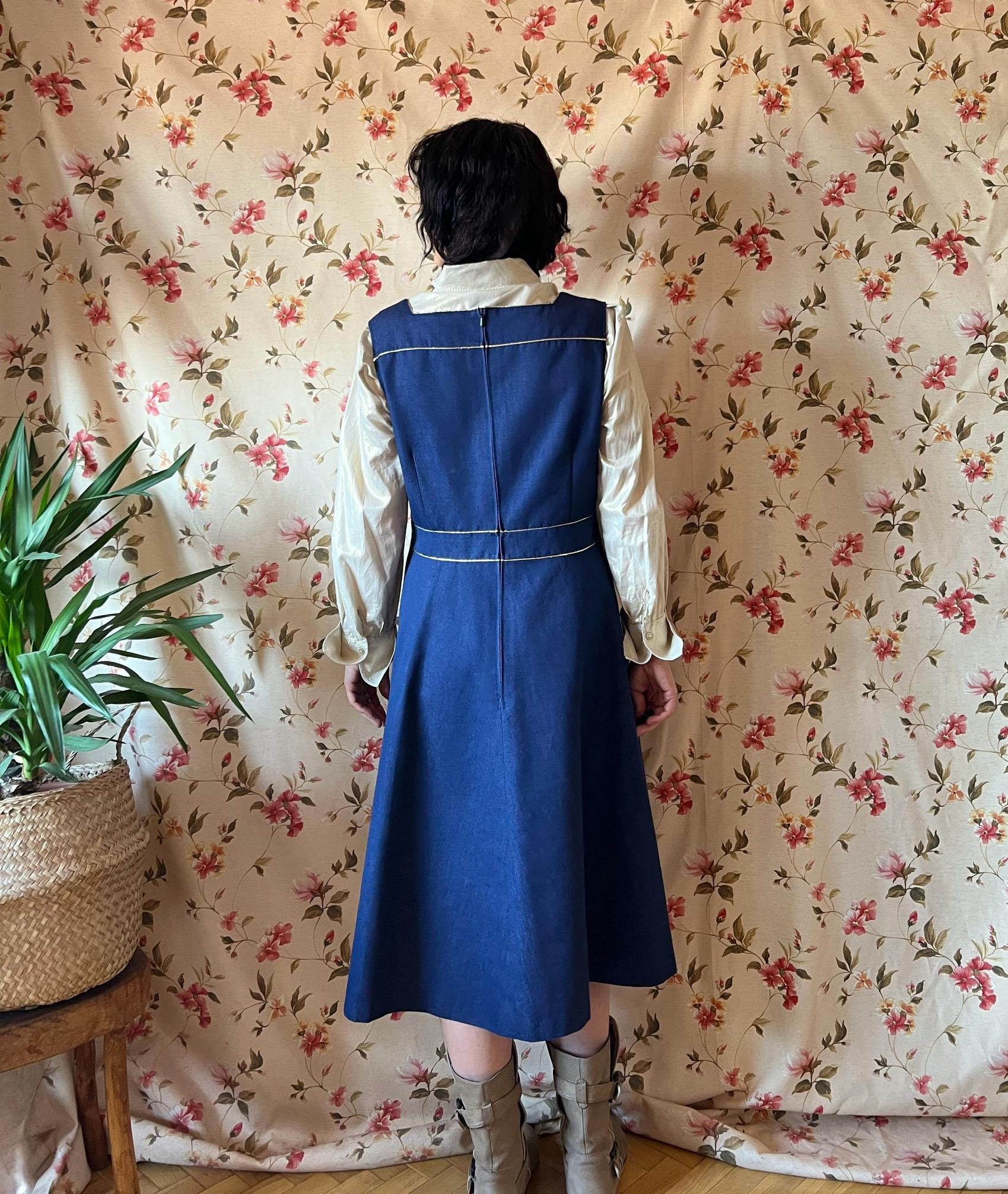 white christmas dresses Succubus Clothing Hailey Denim Pinafore Flare Dress Navy main image 1