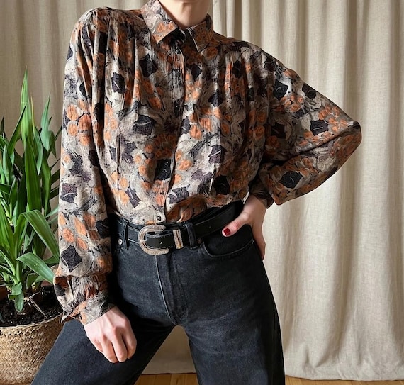 baroque dress shirt Black Vintage Baroque Silky Shirt L / Black / COTTON/POLY