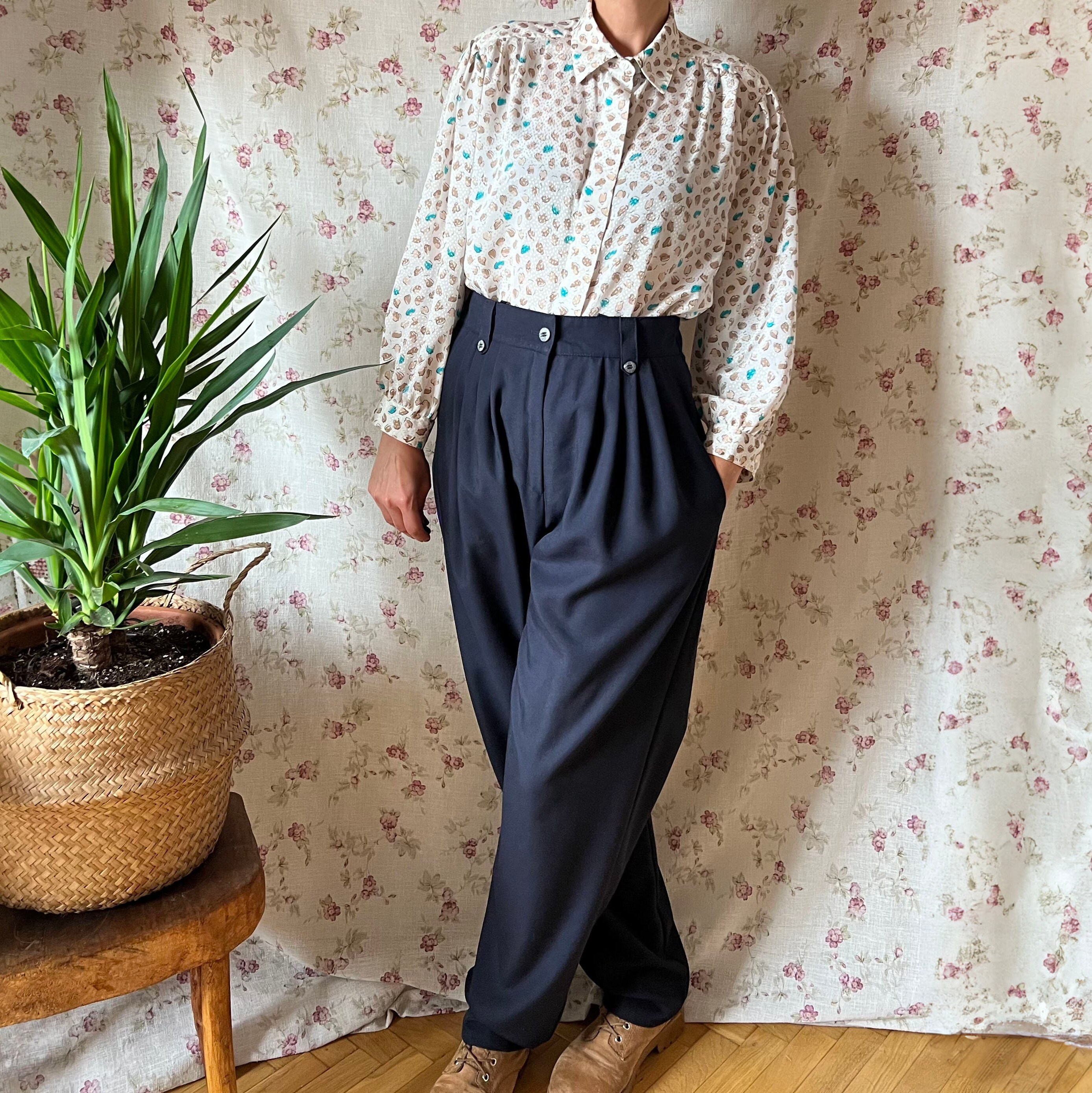 Vintage Butter Pleated & Belted Trousers main image 1