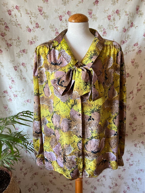 Vintage babydoll shirt plus size 80s office pussy… - image 9