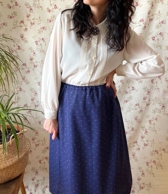 Vintage 70s folk lavender skirt ditsy cottagecore… - image 5