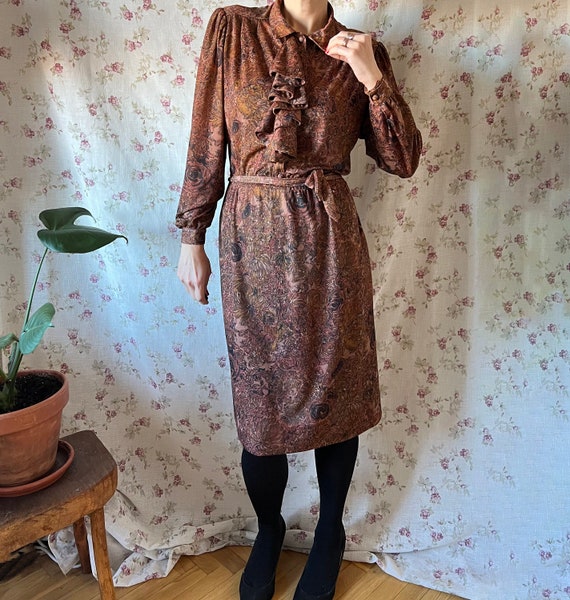 Vintage secretary dress 70s baroque victorian aut… - image 7