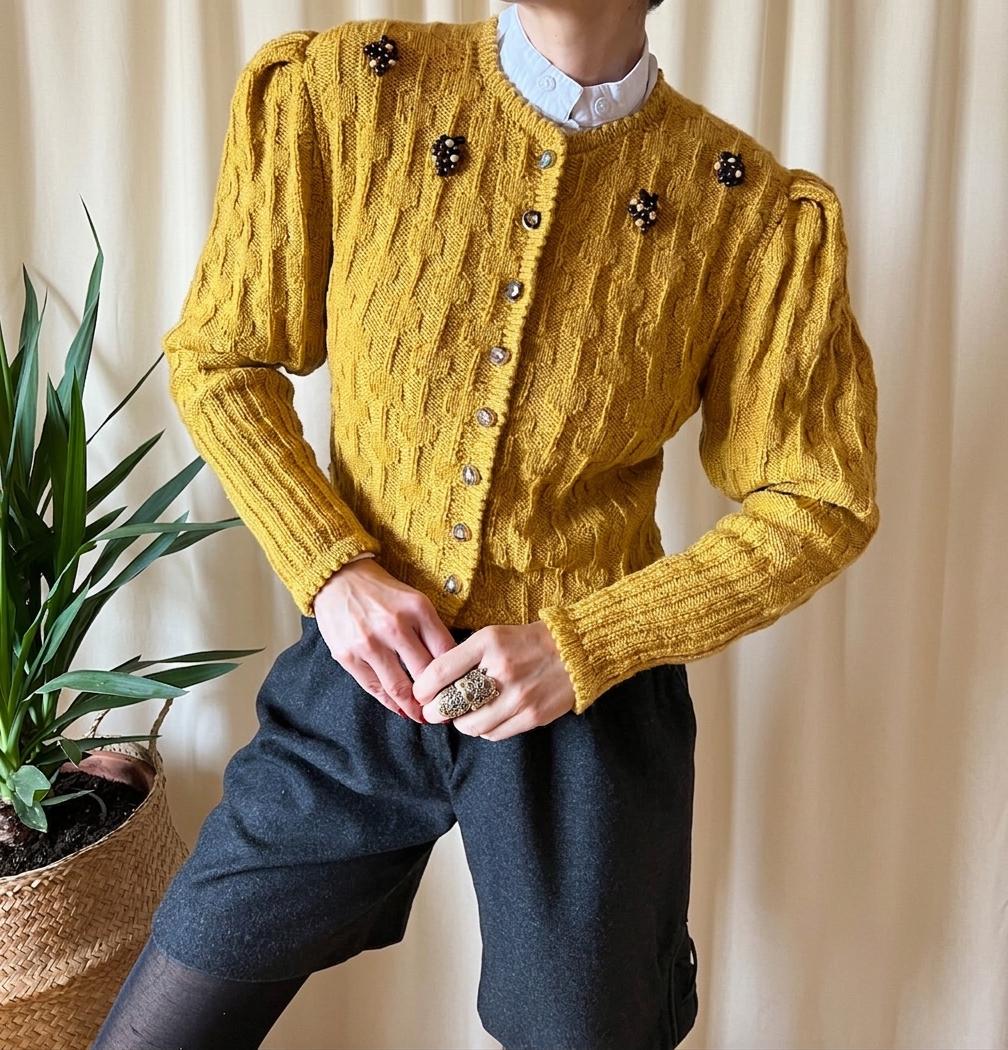 80s Sirogojno シロゴイノ ウールカーディガン ビンテージ 希少 1980's Designer Sirogojno for Giljona Sweater – undergroundattic