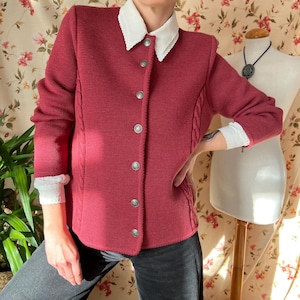 Vintage Austrian wool cardigan XL cable knit, 80s folk rustic Trachten alpine Bavarian preppy hygge tyrolean winter chunky classy goblin 2XL