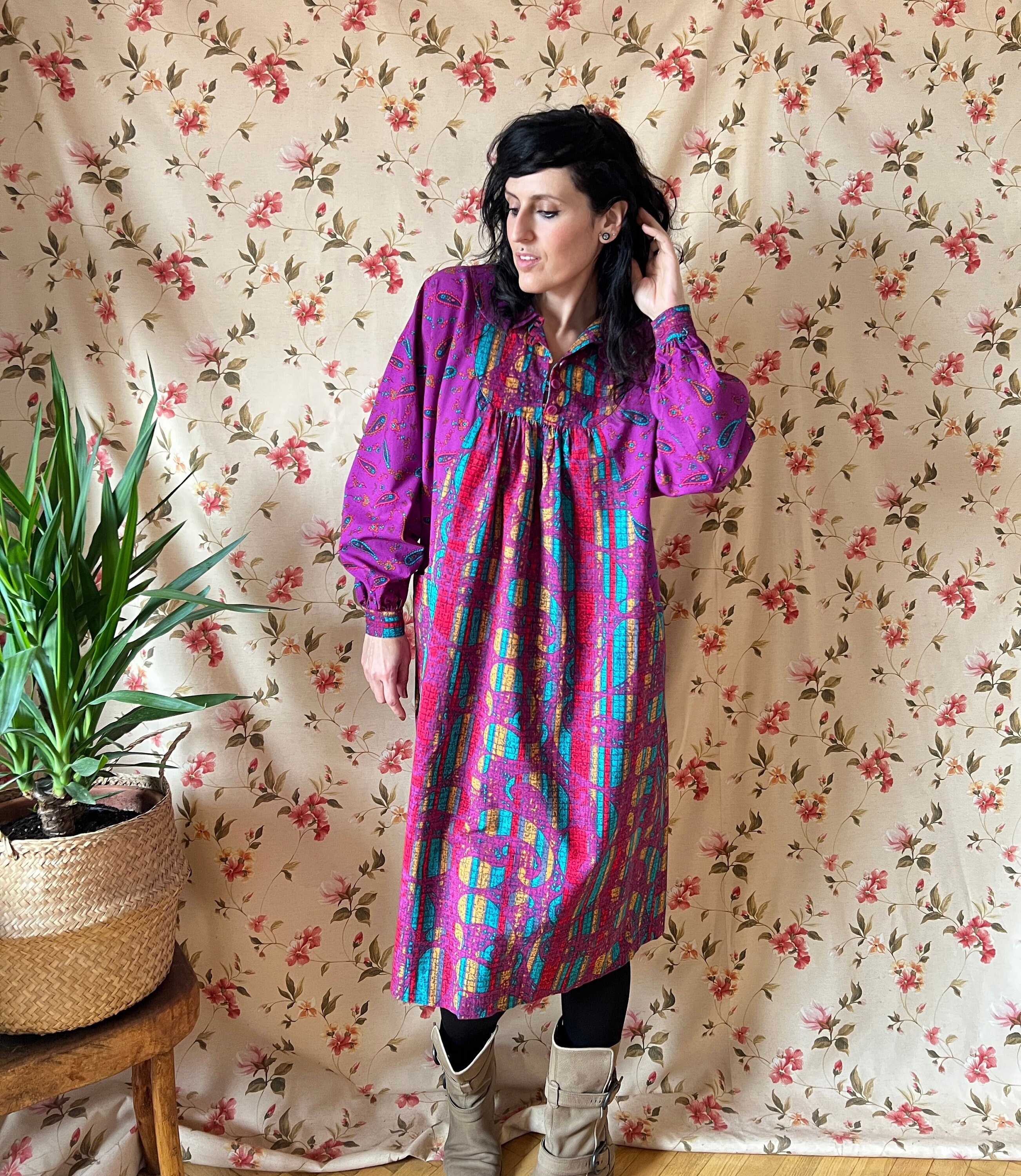Robe D'été Anokhi Bandhini Rose 100% Coton - Taille M, Imprimée Main, Manches Courtes, Genou