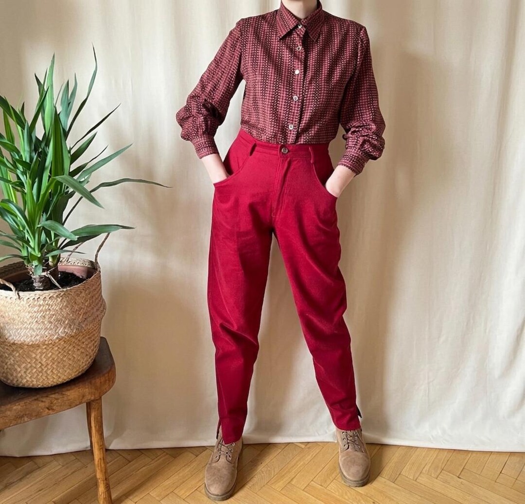 もろこし様コムデギャルソンオム 70~80s TUCK TROUSERS L Vintage High Waisted 80s Pants M, Deadstock Trousers Pegged 90s