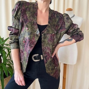 Vintage cocktail blazer XL 80s metallic brocade party evening coat