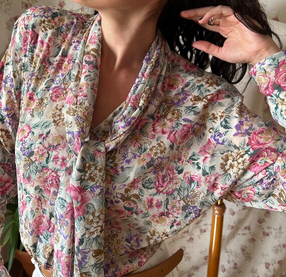 Vintage coquette shirt secretary feminine pastel … - image 5