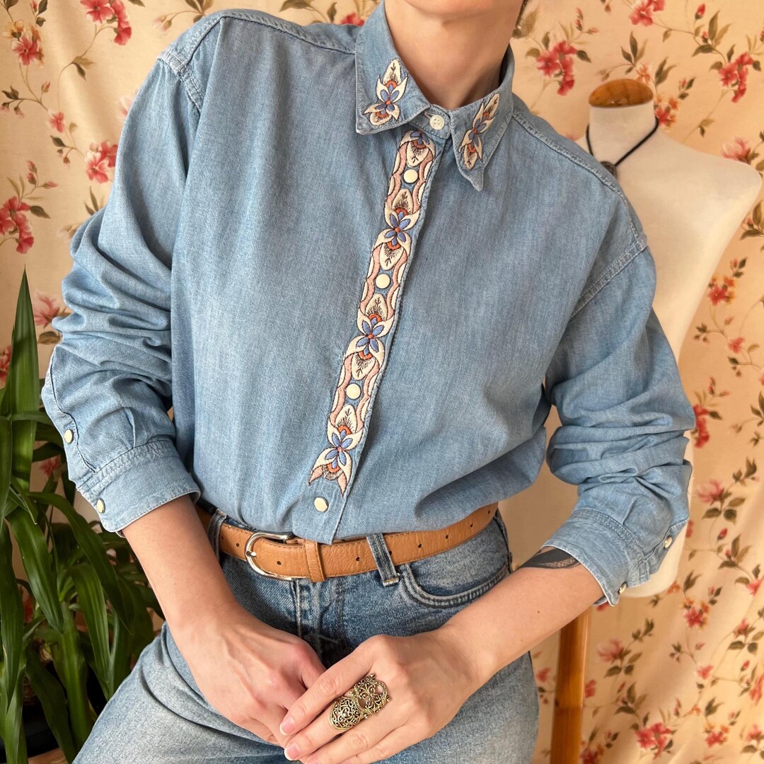 Vintage-Effect Denim Foldline Shirt main image 1