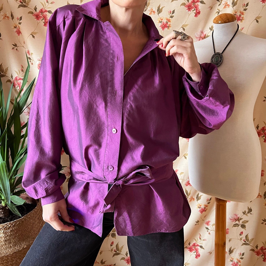 Vintage Metallic Silk Shirt 80s Glam Disco Iridescent Duster Etsy vintage-metallic-silk-shirt-80s-glam-disco-iridescent-duster-etsy