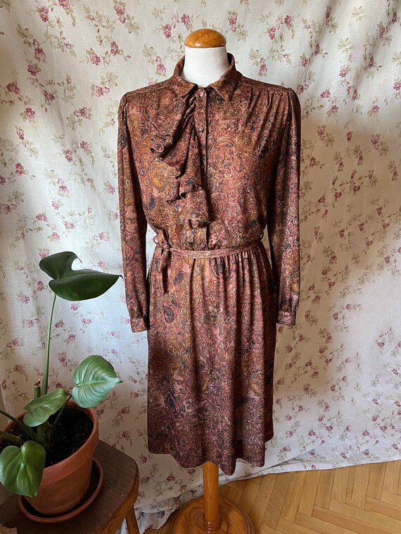 Vintage secretary dress 70s baroque victorian aut… - image 8