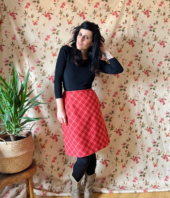 Vintage 70s Blockette Wool Skirt 60s Plaid ST Michael Secretary Classic Office Work Chic Business Tartan Mod School Feminine British XS S Etsy
