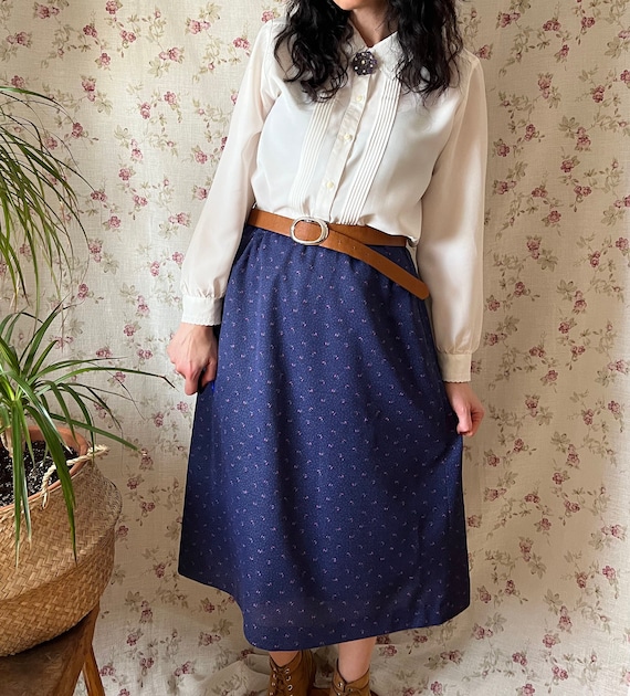 Vintage 70s folk lavender skirt ditsy cottagecore… - image 1