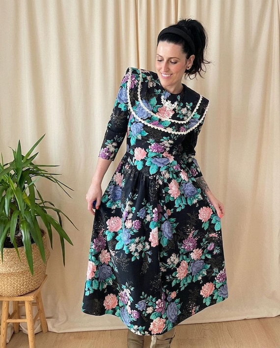 knee length dresses for ladies Sweet Solitude Floral Babydoll Dress Medium