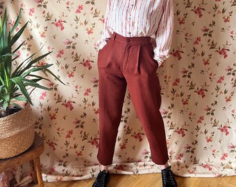 1950s〜60s Wool Slacks 1950s Wool Trousers Vintage Navy Dress Pants 40s 60s Saks 5t