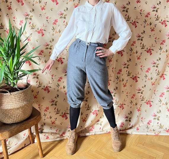 Vintage Wool Knickerbocker Pants Dirndl S 90s, Knee-length