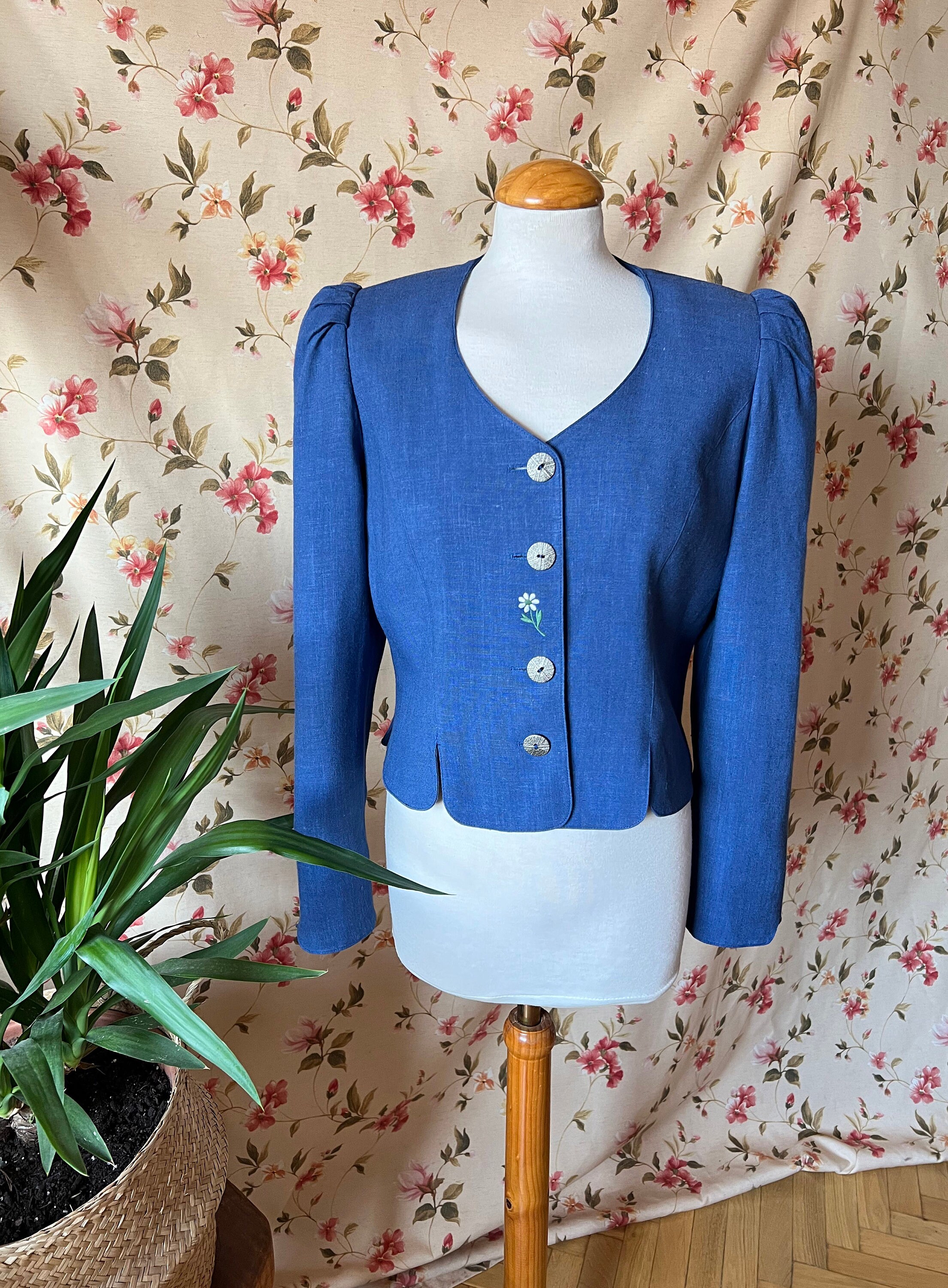 Vintage Tyrolean Jacket Edelweiss Embroidery M, Trachten