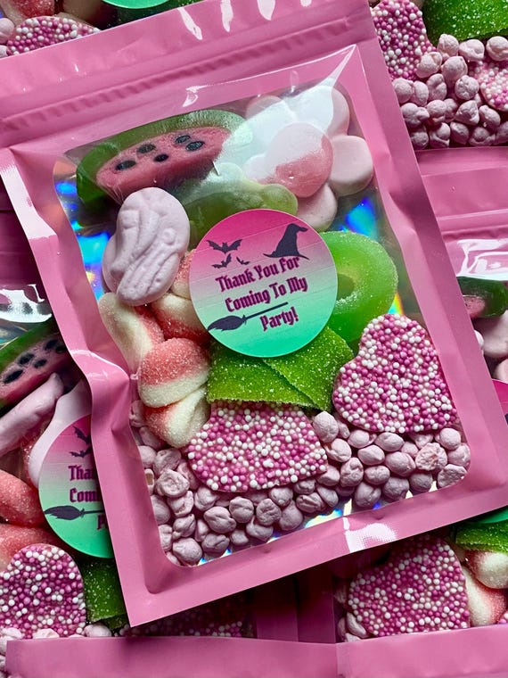 Wicked Sweet Party Favour Pouches | Green & Pink Sweet Mix