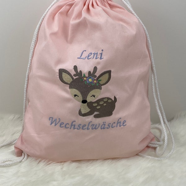 Kita Beutel mit Namen, Kita Tasche Mädchen, Wechselkleidung, Kindergarten Tasche mit Namen,  Stoffbeutel personalisiert