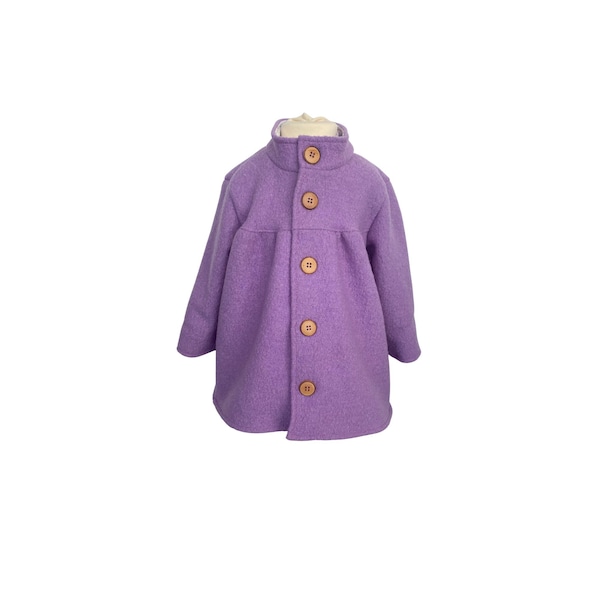 Wollwalkmantel für Mädchen, Wollwalk Jacke Kinder, Walkjacke Kinder , Winterjacke für Mädchen, Jacke mit Stehkragen, Übergangsjacke Kinder