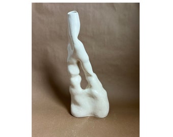 Handmade White Ceramic Sculpture Vase, Abstract Modern Decor, Wabi Sabi Decor